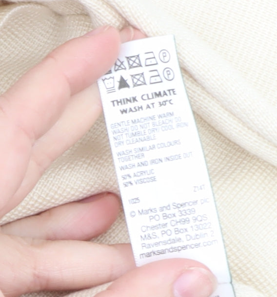 Marks and Spencer Women Beige Large Button Knit Cardigan