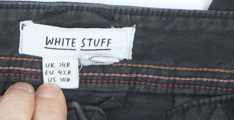 White Stuff Womens Black Cotton Chino Trousers Size 14 Regular