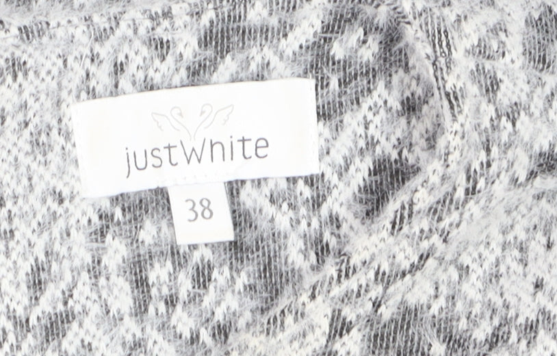 Just White Womens Grey Animal Print Knit Sheath Dress Size 10