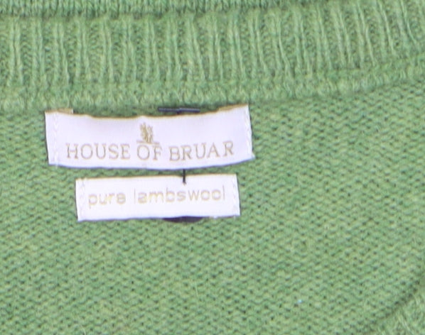 House of Bruar Women's Green Lambswool Crew Neck Jumper M