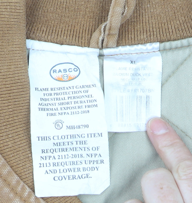 Rasco Men’s Brown Flame Resistant Work Waistcoat XL Cotton Canvas