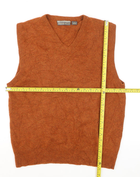 Structure Urban Wear Men's Brown Lambswool V-Neck Vest L