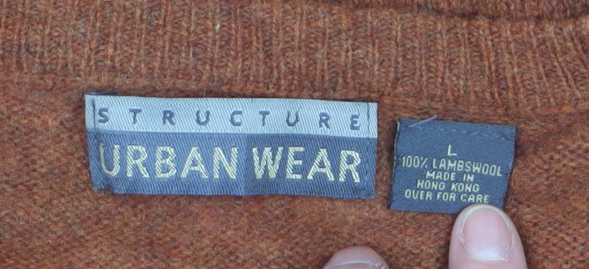 Structure Urban Wear Men's Brown Lambswool V-Neck Vest L