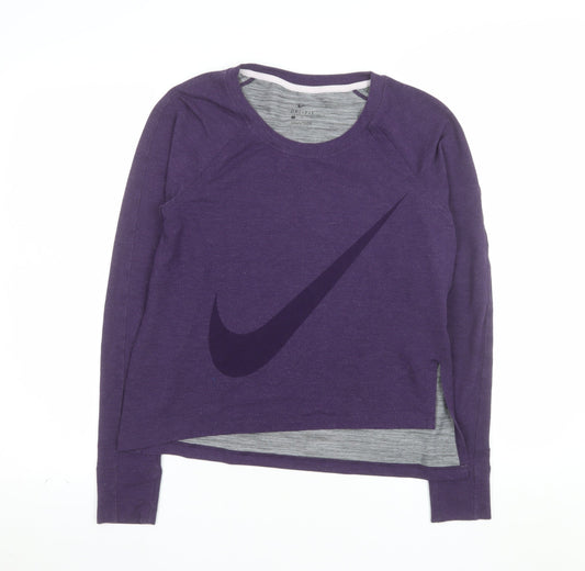 Nike Women's Purple Dri-FIT Long Sleeve Sports Top M