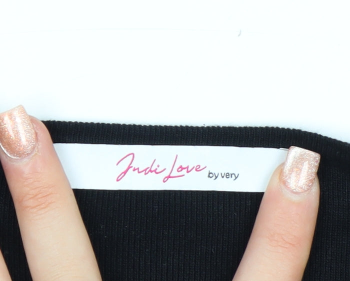 Judi Love by Very Womens Black V-Neck Puff Sleeve Knit Jumper Size 14