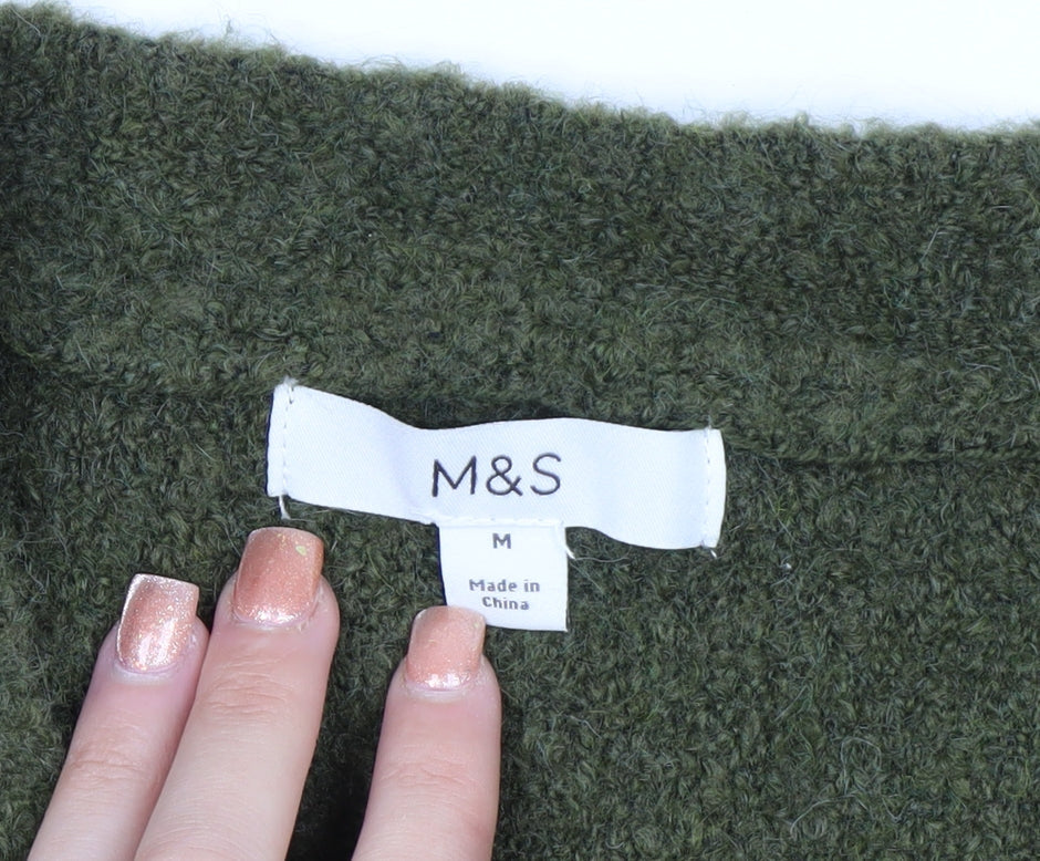 Marks and Spencer Women’s Green Wool Blend V-Neck Button Cardigan M