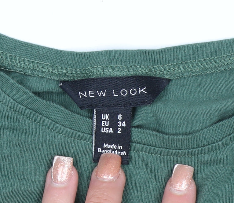 New Look Women’s Green Long Sleeve Basic Cotton T-Shirt Size 6