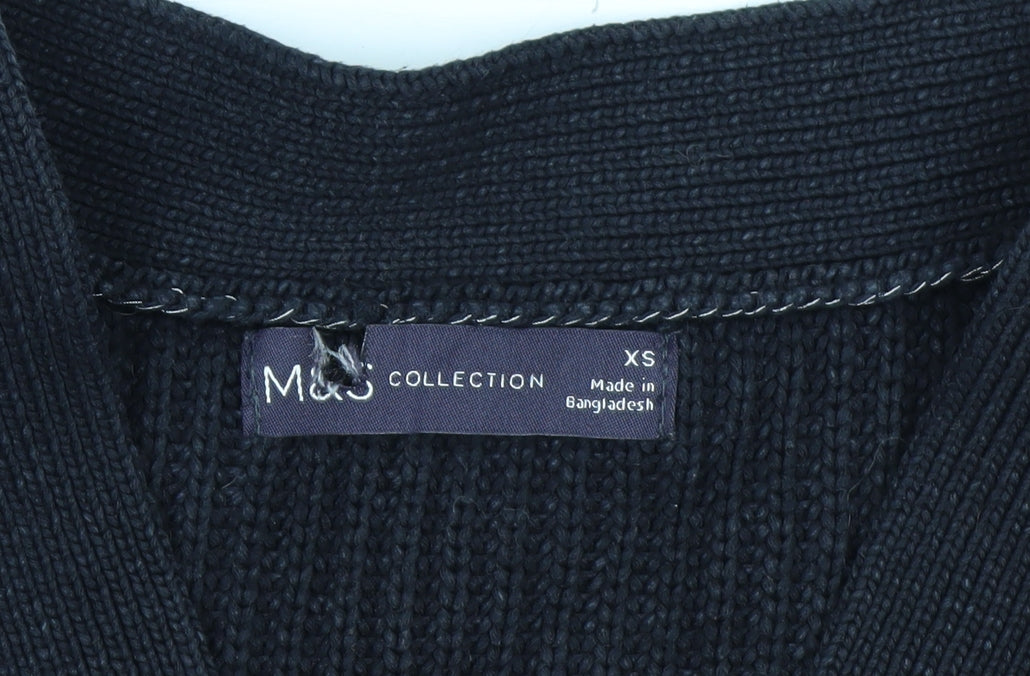 Marks and Spencer Women's Black XS V-Neck Button Knit Vest