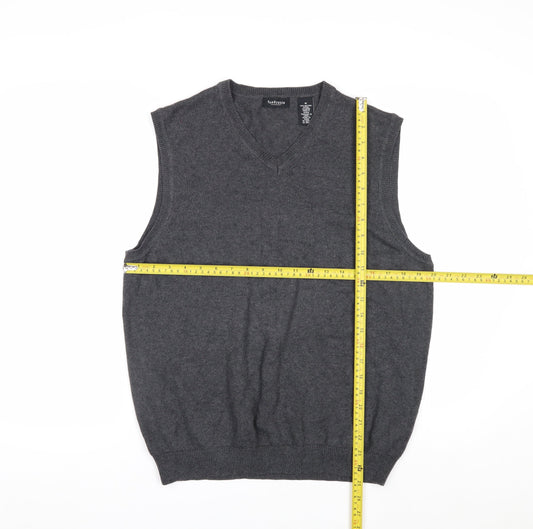 Van Heusen Men's Grey Cotton V-Neck Sleeveless Jumper Vest M
