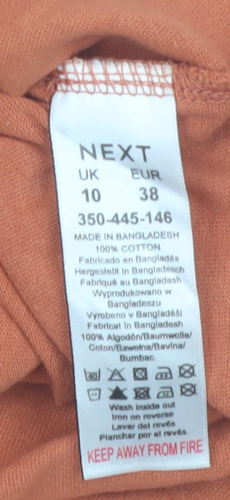 Next Women Orange Cotton Belted T-Shirt Dress Size 10