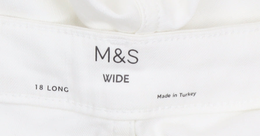 Marks and Spencer Women White Wide-Leg Jeans Size 18 Tall
