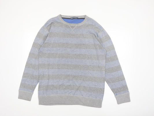 Lee Cooper Women's Grey Striped Crew Neck Cotton Jumper Size M