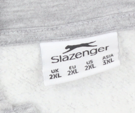 Slazenger Mens Grey 2XL Full Zip Fleece Hoodie