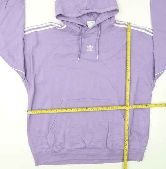 Adidas Women Purple XL Pullover Hoodie with White Stripes
