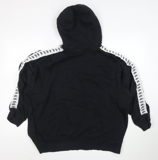Nike Womens Black Hooded Pullover Sweatshirt XL Logo Tape Detail