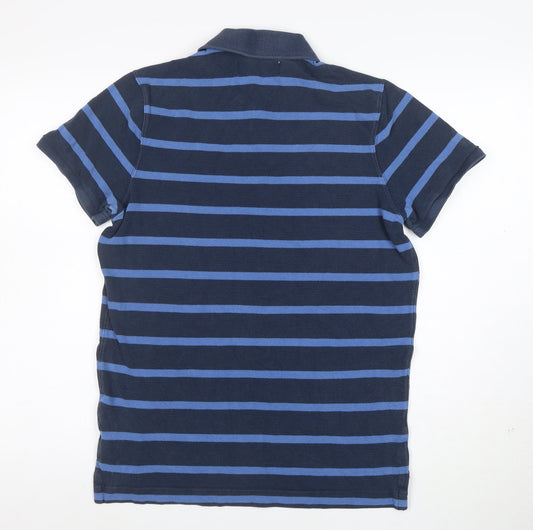 Abercrombie & Fitch Men's Blue Striped Cotton Polo Shirt Size L