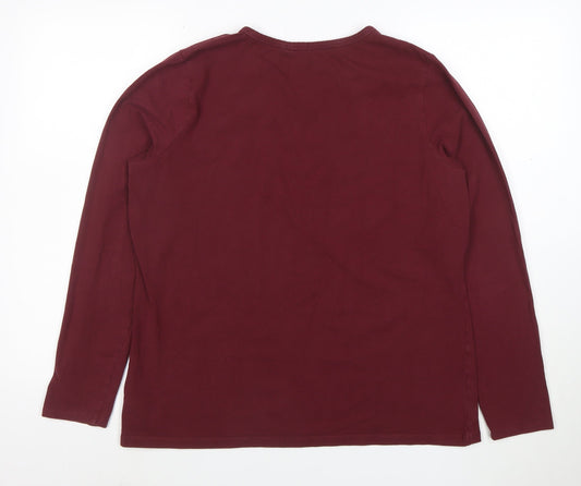 Lands' End Women's Red Long Sleeve Cotton Stretch T-Shirt L