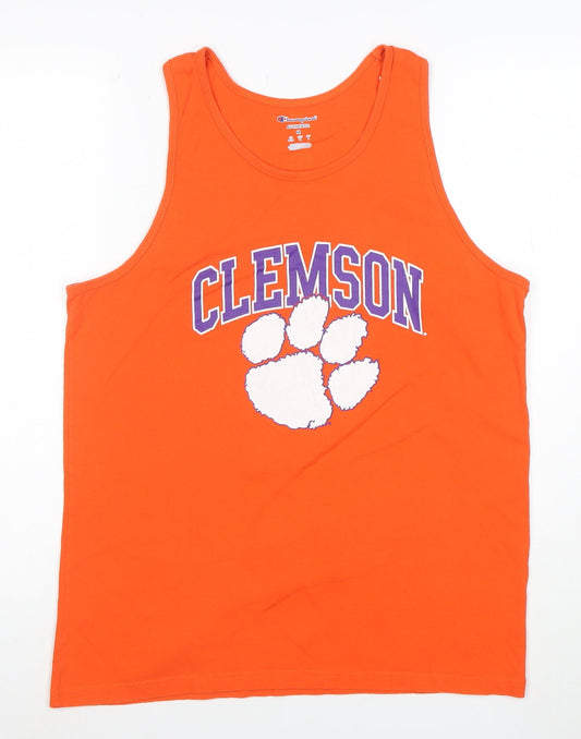 Champion Men's Orange Clemson Sleeveless Graphic T-Shirt Size M