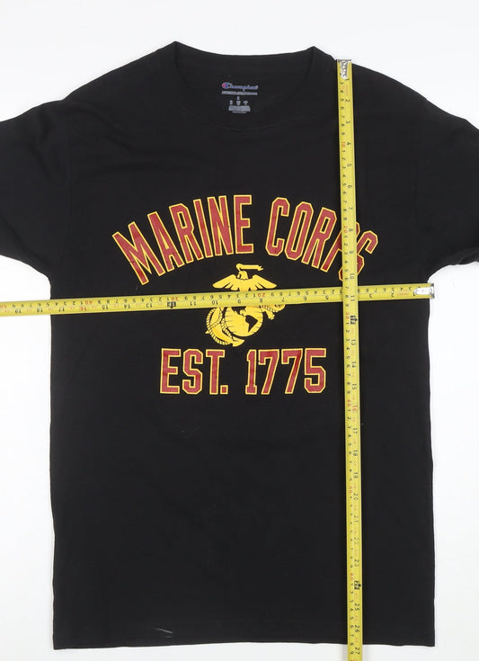Champion Men's Black Marine Corps Long Sleeve T-Shirt Size S
