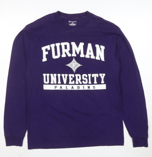 Champion Men's Purple Furman University Long Sleeve T-Shirt Size M