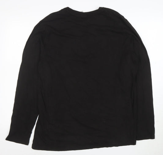 Bench Men's Black Long Sleeve Logo Crew Neck T-Shirt Size L