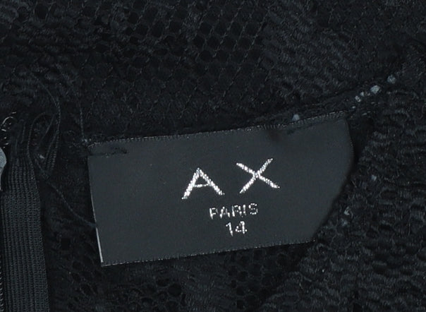 AX Paris Women's Black Lace Bodycon Knee Length Dress Size 14