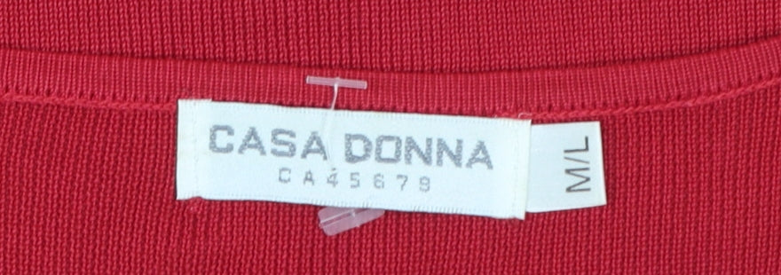 Casa Donna Womens Red Beaded Tank Top M Sleeveless Stretch Jersey