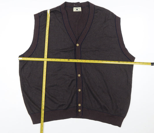 Cutter & Buck Men's Brown 2XL Sleeveless Button Knit Vest Jumper