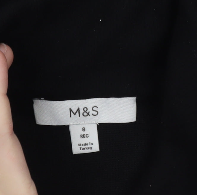 Marks and Spencer Women’s Black Fit & Flare Collared Knee Length Dress Size 8