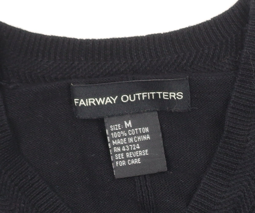 Fairway Outfitters Men's Black Cotton Golf Vest Jumper M Regular Fit