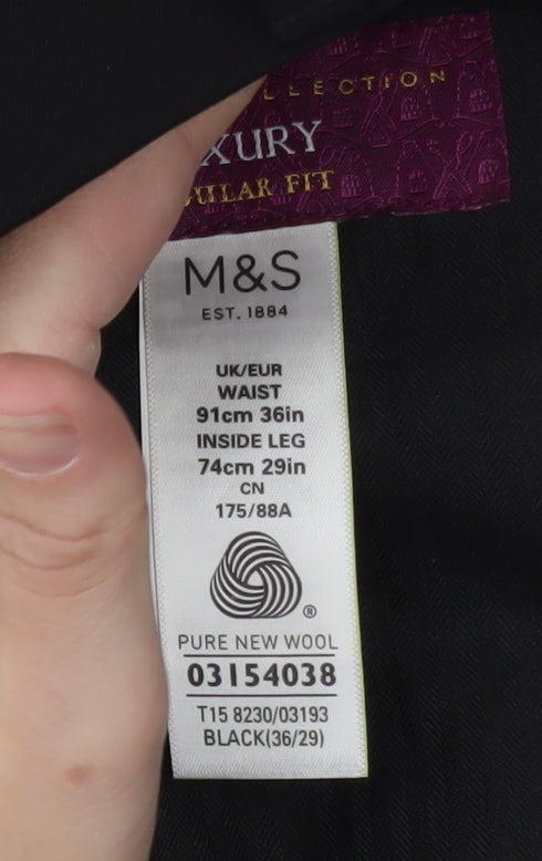 Marks and Spencer Men's Black Wool Dress Pants Size L Regular Fit