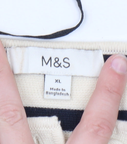 Marks and Spencer Women Multicoloured XL Striped Cotton Cardigan