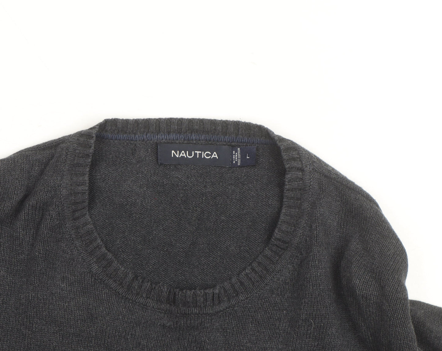 Nautica Men’s Grey Wool Blend Crew Neck Jumper L