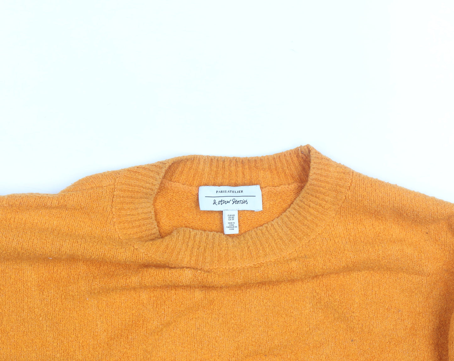 & Other Stories Women Orange Crew Neck Cotton Blend Jumper M