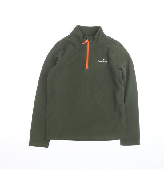 Peter Storm Boys Green 11-12 Years Fleece 1/4 Zip Sweatshirt