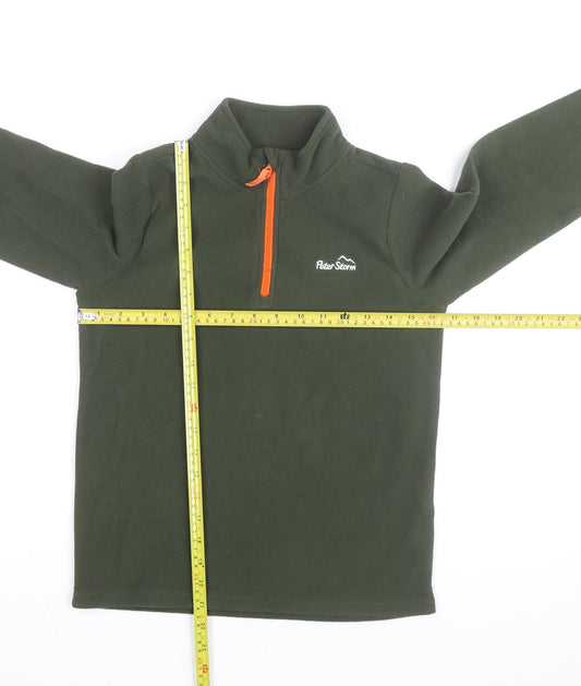 Peter Storm Boys Green 11-12 Years Fleece 1/4 Zip Sweatshirt