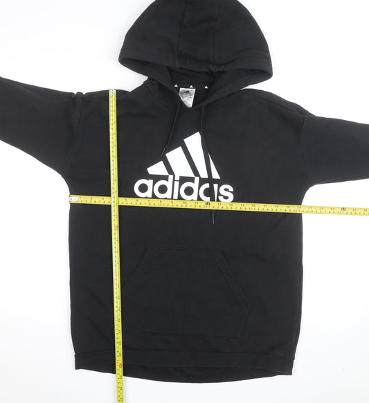 Adidas Womens Black Pullover Hoodie Size S Logo Graphic Hooded Sweatshirt
