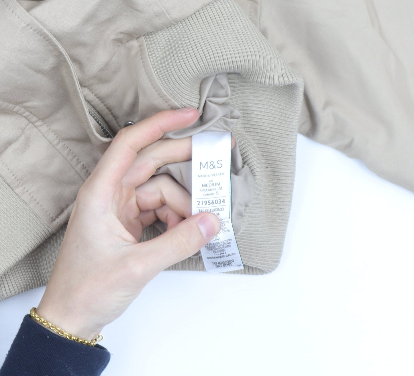 Marks and Spencer Men’s Beige Bomber Jacket M Cotton Blend