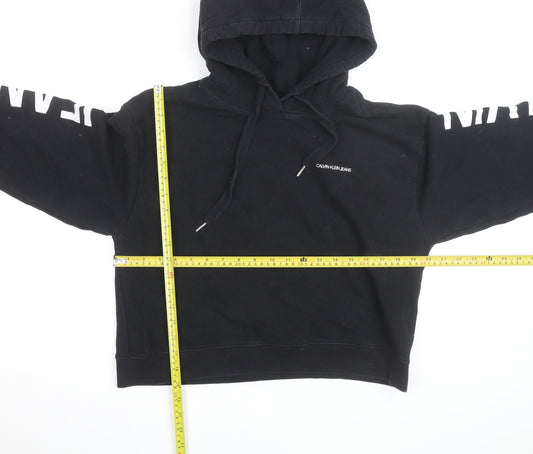 Calvin Klein Jeans Women's Black L Pullover Hoodie with Logo Print