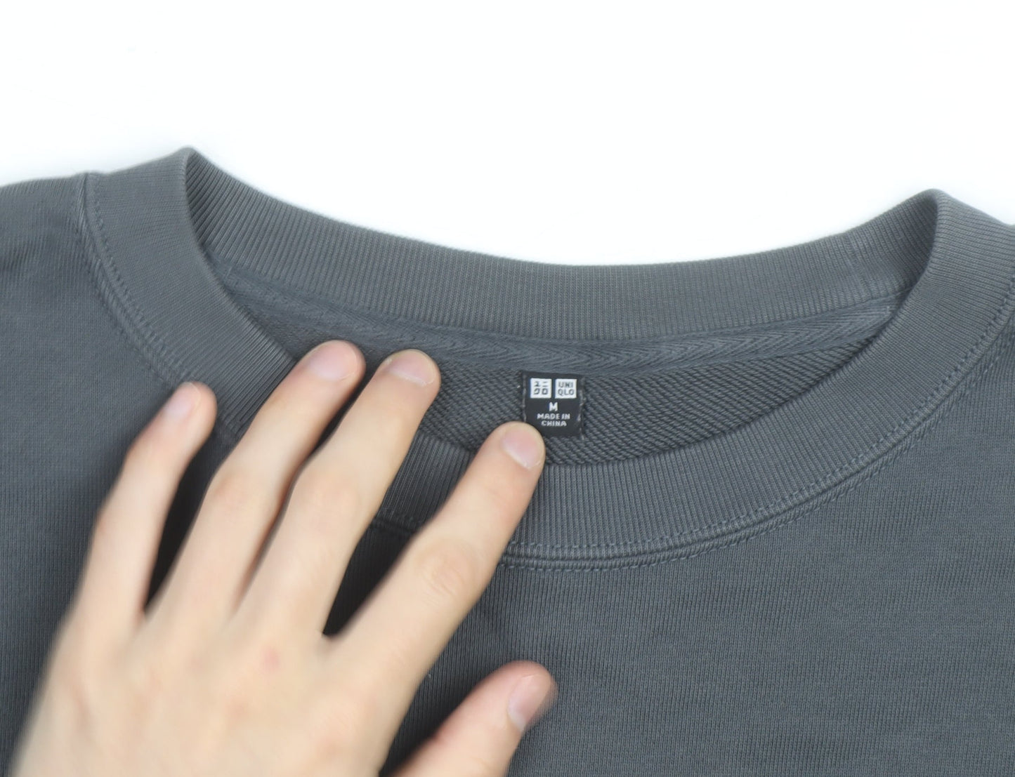 UNIQLO Men's Grey M Crew Neck Cotton Blend Sweatshirt