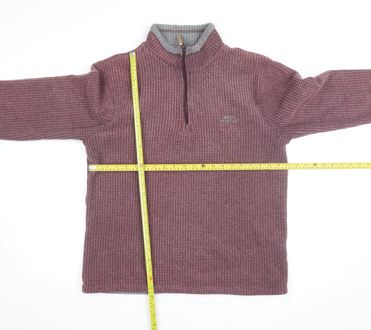 Weird Fish Men's Purple Waffle-Knit 1/4 Zip Jumper Size M