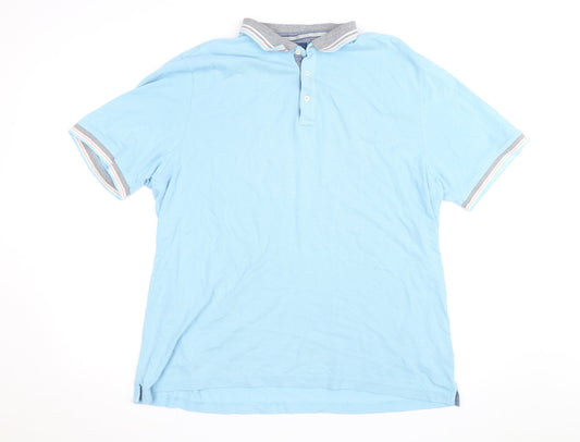 Lincoln Men's Blue 2XL Cotton Blend Short Sleeve Polo Shirt