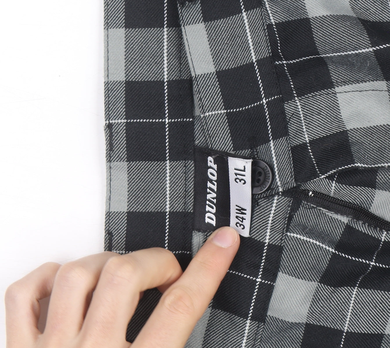 Dunlop Men's Grey Check Trousers Size M 34W 31L Regular Fit