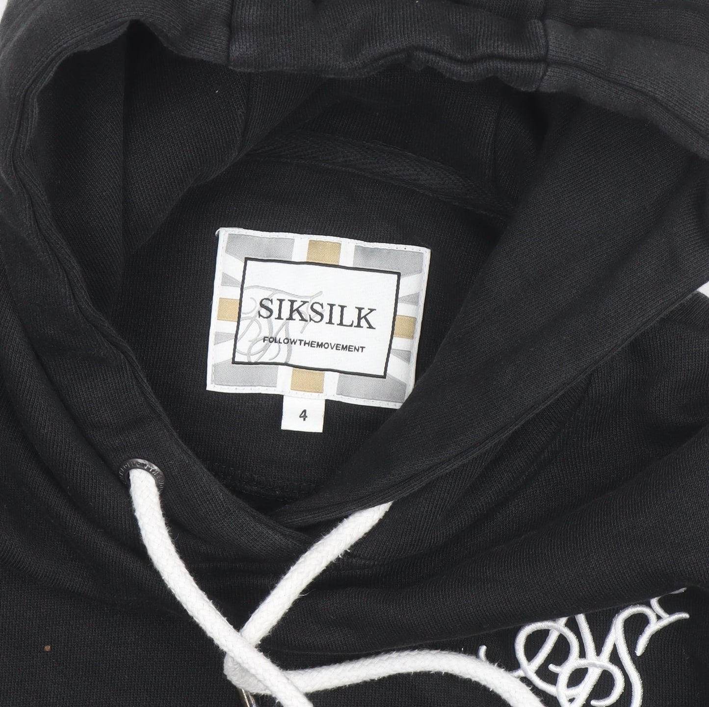 SikSilk Men's Black Pullover Hoodie L with Logo Detailing