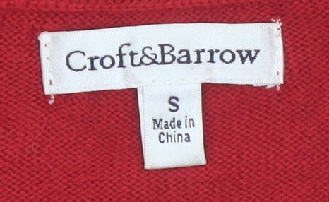 Croft & Barrow Women Red Argyle Knit Cardigan Size S