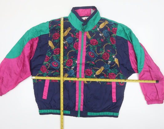 Active Frontier Women's Multicoloured 80s Bomber Jacket L Nylon Retro