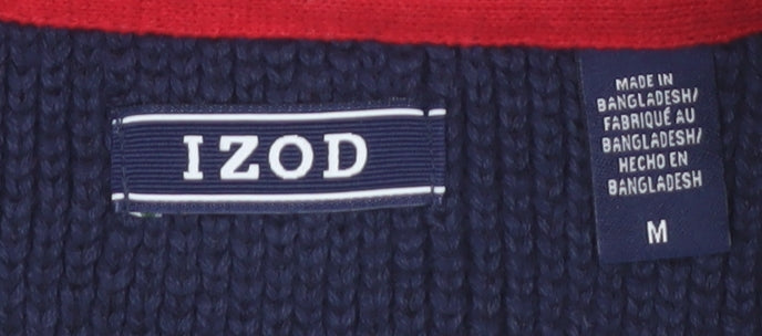 IZOD Men's Blue Fair Isle 1/2 Zip Cotton Knit Jumper M