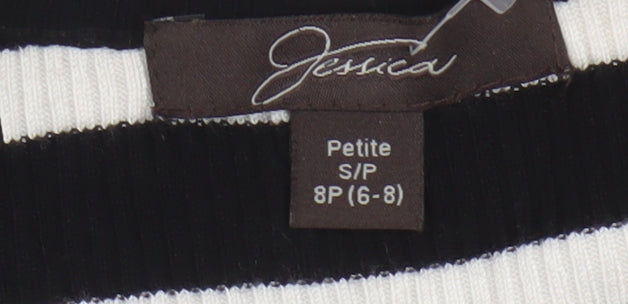 Jessica Women’s Black Stripe V-Neck Petite Jumper Size 8
