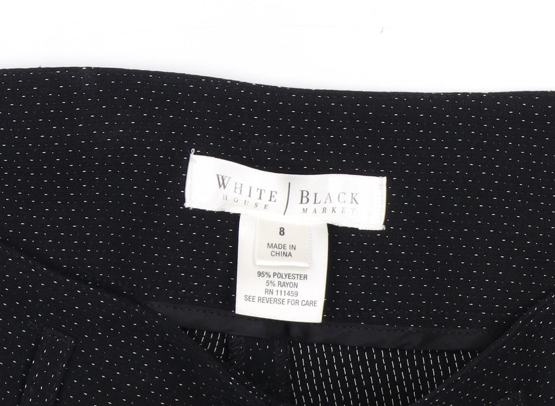 White House Black Market Womens Black Polka Dot Cropped Trousers Size 12