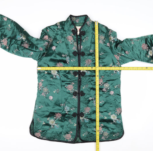 Peony Brand Women's Green Floral Embroidered Cardigan M